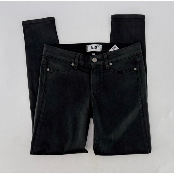 Paige Women's Verdugo Ankle Black Coated Jeans Size 27 Stretch Biker Preppy - Picture 3 of 10